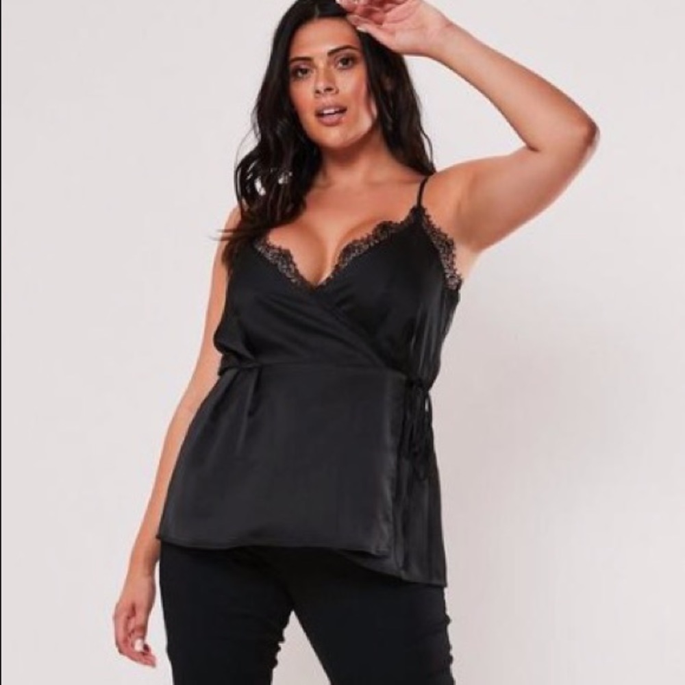 Missguided Black Wrap Lace Cami